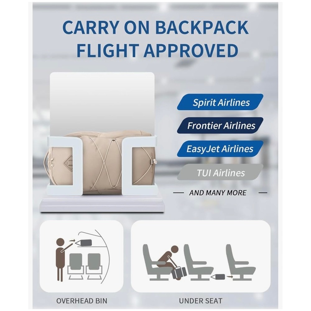 15.6 Inch Laptop Backpack Khaki Flight Approved Travel Carry On Bag WANWEN NEW - Picture 6 of 8